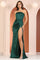 Prom Dresses Long Formal Slit Ruched Prom Dress Emerald