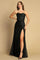 Prom Dresses Glitter Slit Long Formal Corset Prom Dress Black