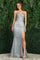 Prom Dresses Fitted Glitter Print Long Formal Prom DressSmoky Blue