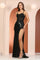 Prom Dresses Sequin Long Fitted Formal Slit Prom Dress Black