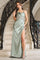 Prom Dresses Long Slit Formal Pleated Prom Dress  Sage