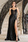 Prom Dresses Long Slit Lace Formal Prom Dress  Black