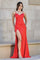 Prom Dresses Fitted Long Slit Formal Evening Prom Dress Sunset Red