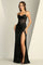 Prom Dresses Long Fitted Prom Slit Beaded Formal Dress Black