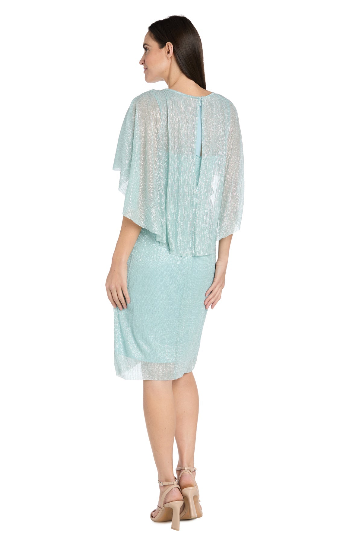 Cocktail Dresses Short Petite Ruffle Cocktail Caplet Dress Seafoam