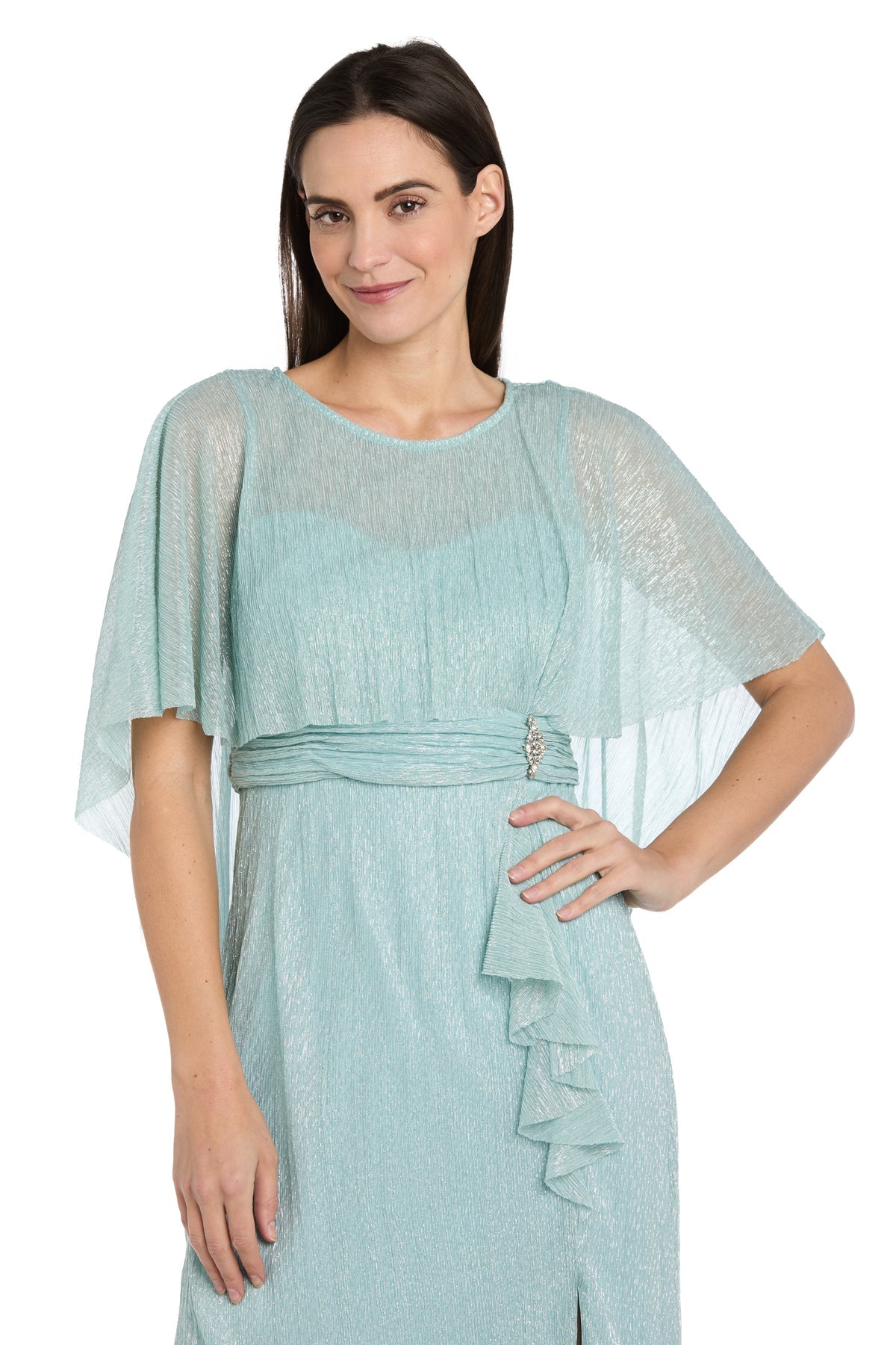 Cocktail Dresses Short Ruffle Cocktail Caplet Dress Seafoam