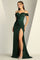 Prom Dresses Long Fitted Slit Formal Prom Dress Emerald
