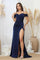 Prom Dresses Long Fitted Slit Formal Prom Dress Navy