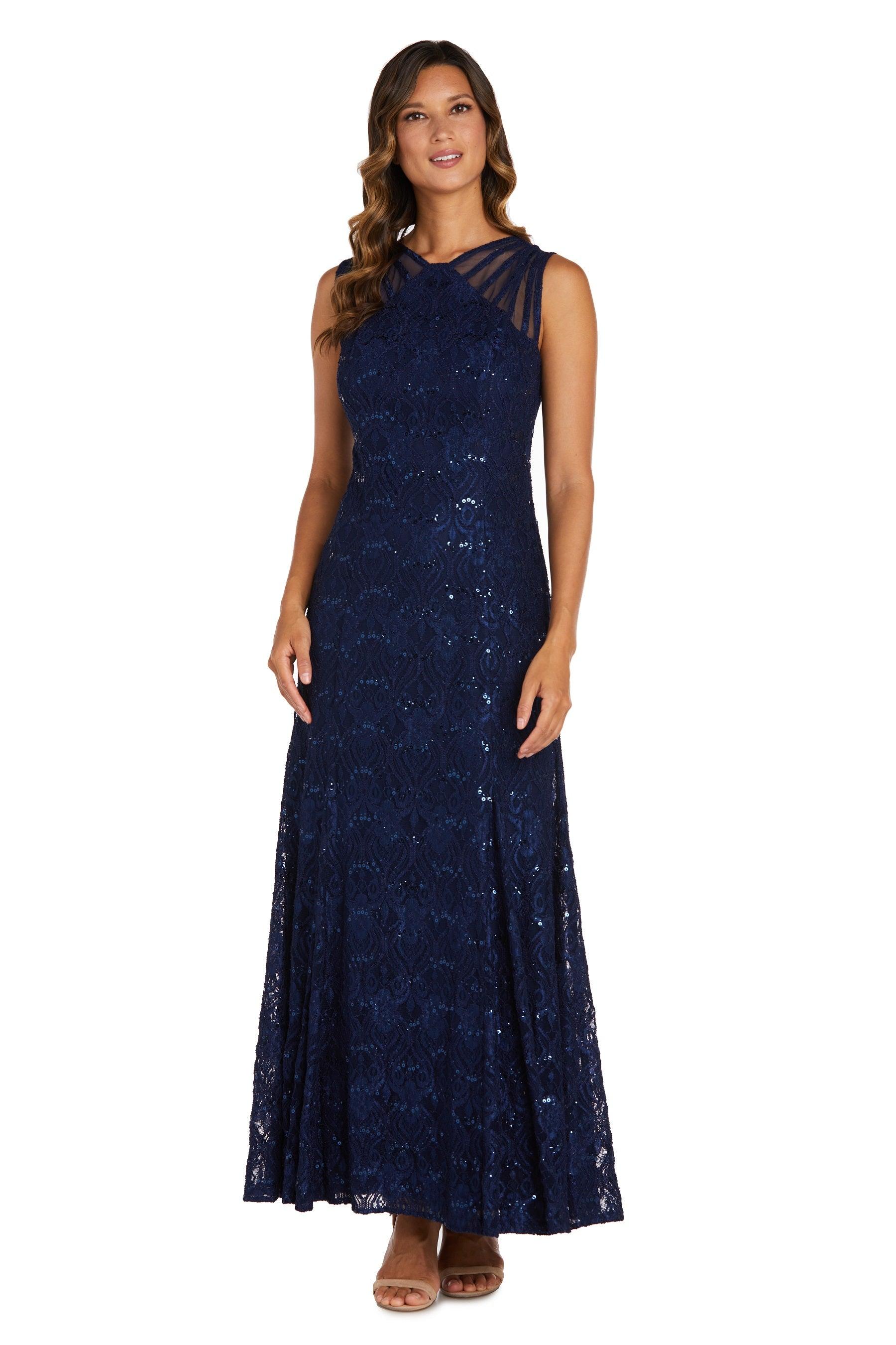 Mother of the Bride Dresses Long Formal Petite Lace Dress Navy