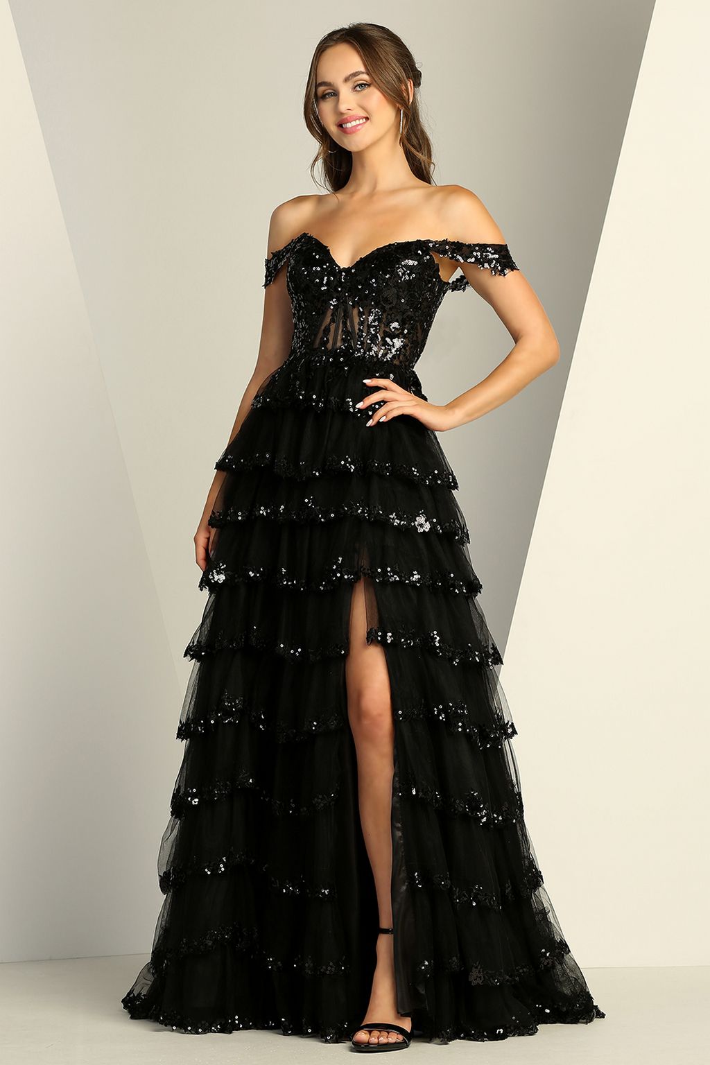 Prom Dresses A Line Sequin Long Formal Prom Dress Blush