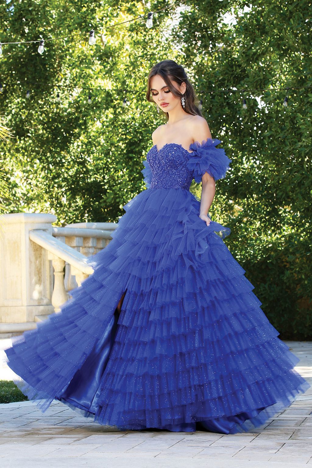 Prom Dresses Long Formal A Line Corset Glitter Prom Dress Royal Blue