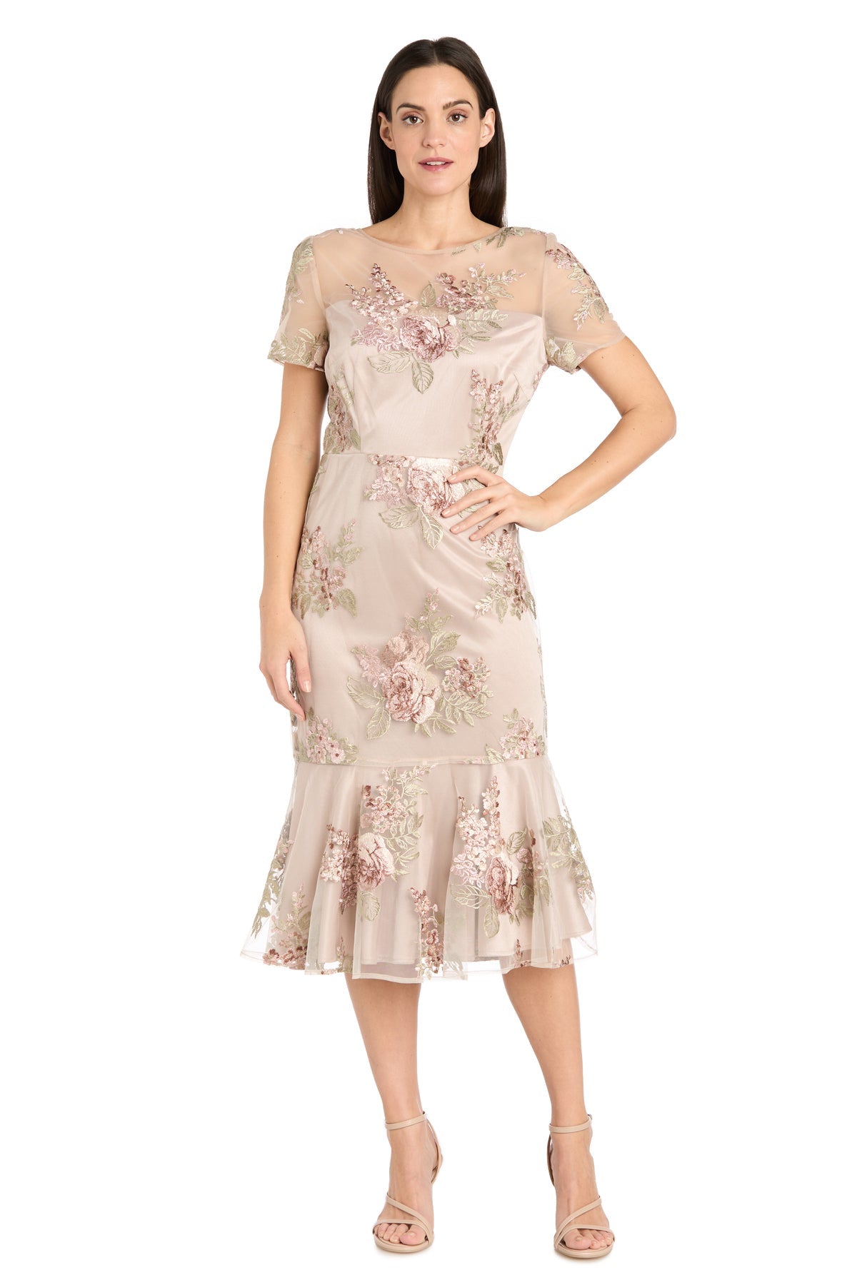 Cocktail Dresses Short Floral Mother of the Bride Cocktail Midi Dress Rose