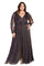 Plus Size Dresses Plus Size Long Sleeve Metallic Formal Dress Violet