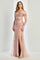 Prom Dresses Formal Long Fitted Slit Beaded Prom Dress Blush