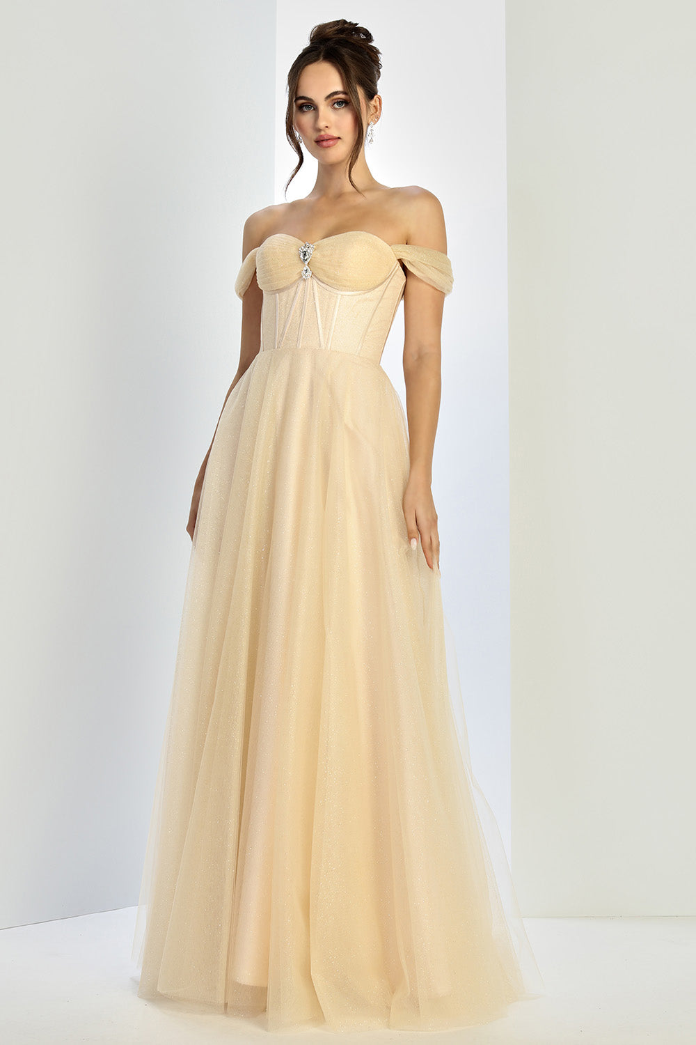 Prom Dresses Prom Long A Line Corset Glitter Formal Dress Champagne