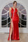 Prom Dresses Beaded Slit Long Formal Evening Prom DressRed
