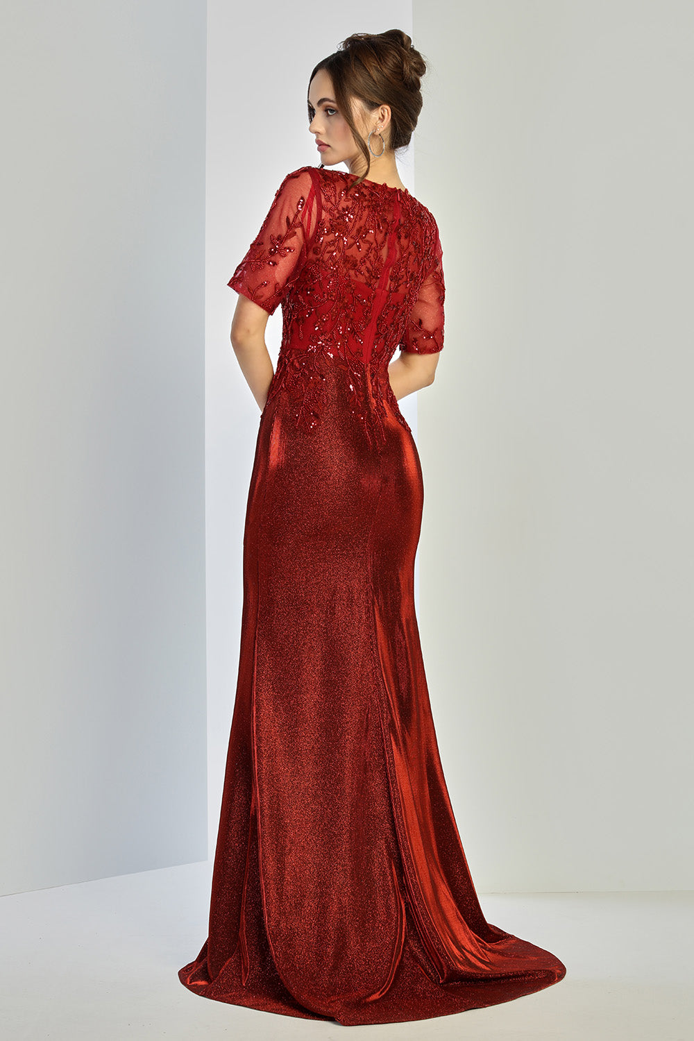 Plus Size Dresses Fitted Long Formal Plus Size Evening Dress Burgundy