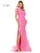 Prom Dresses Long One Shoulder Fitted Feather Prom Dress Hot Pink
