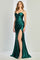 Prom Dresses Long Pleated Formal Slit Prom Dress Emerald
