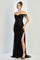 Prom Dresses Fitted Corset Prom Long Formal Beaded Fringe Slit Dress Black