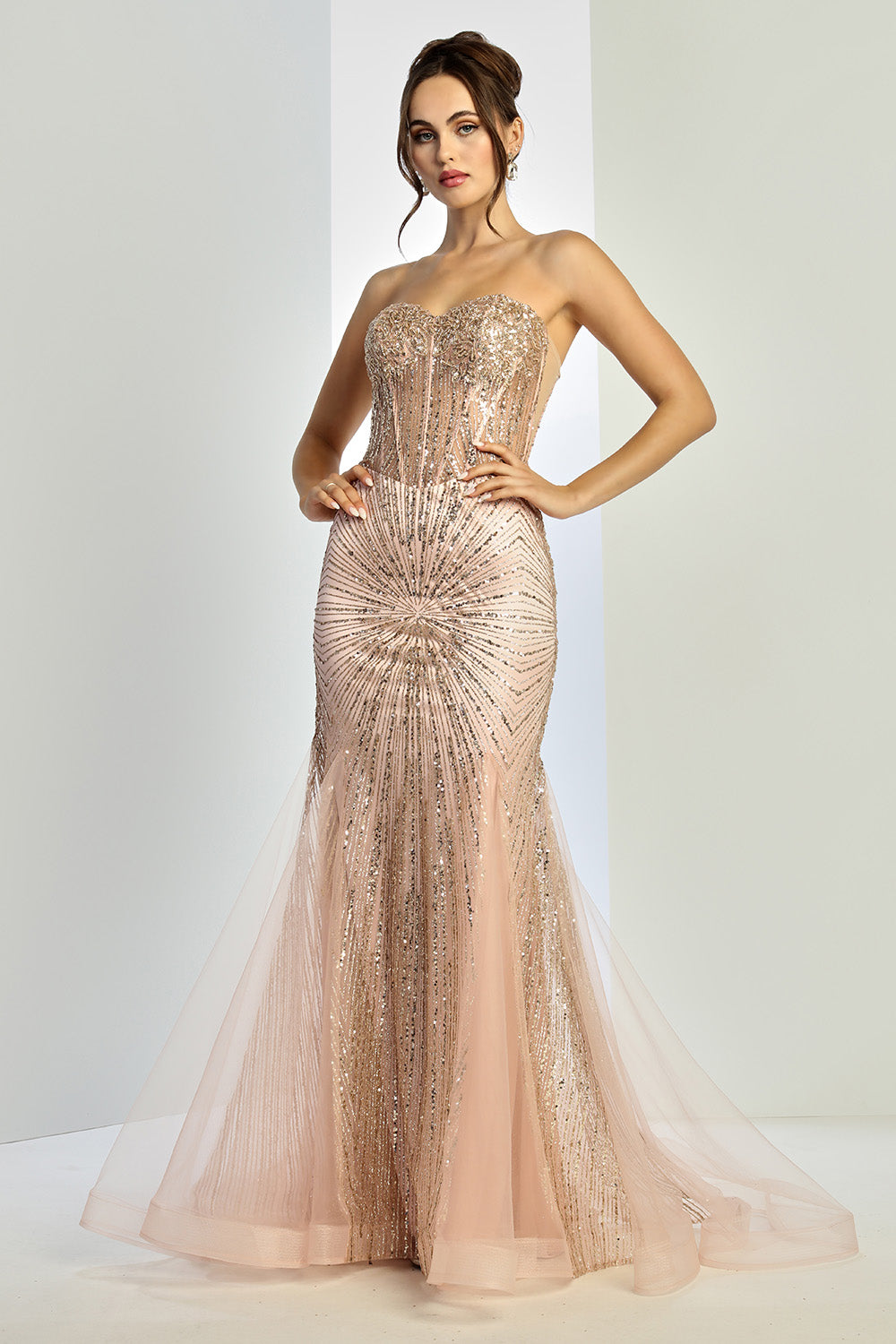Prom Dresses Prom Long Mermaid Beaded Formal Dress Rose Gold