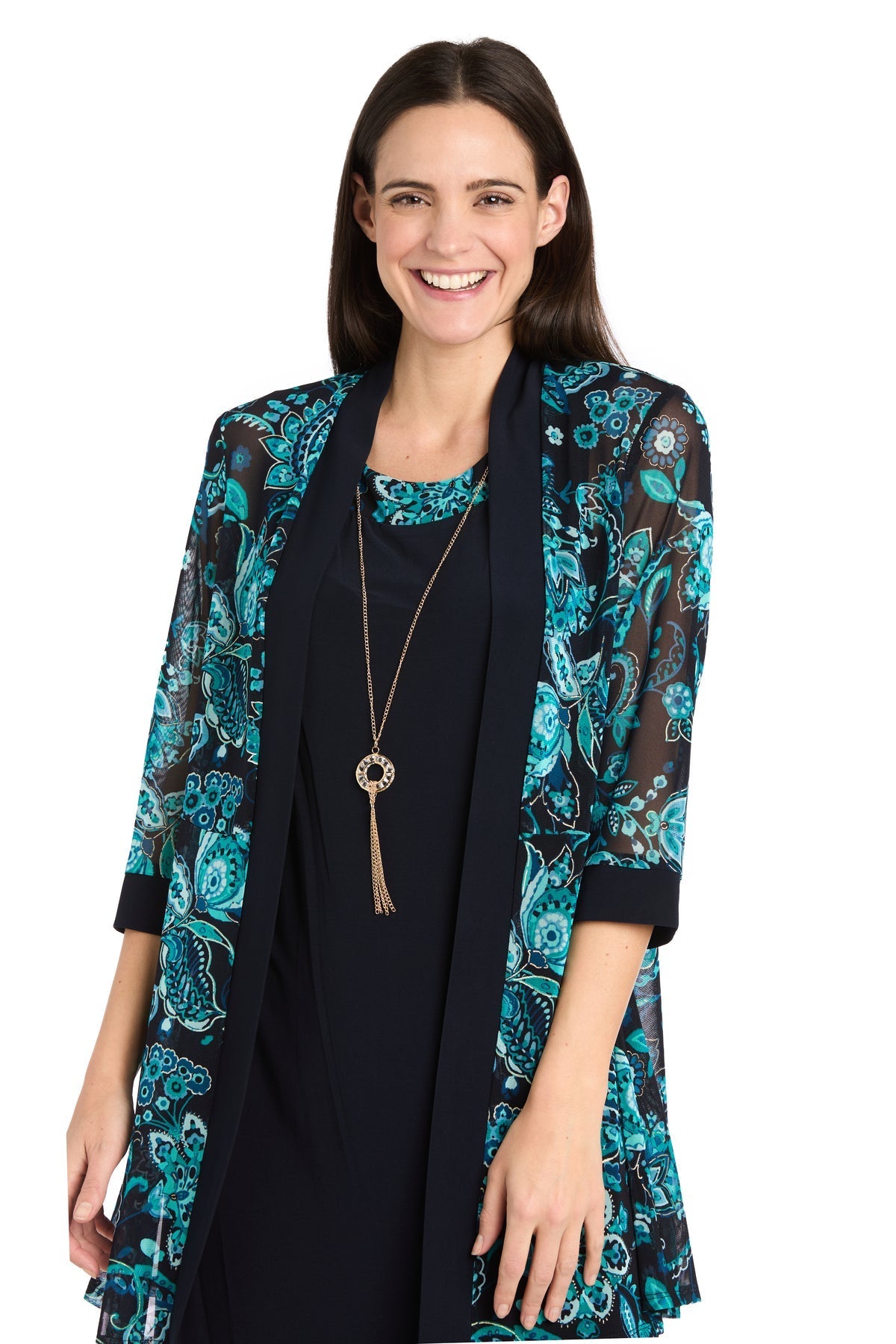 Mother of the Bride Dresses Two Piece Short Printed Cocktail Dress Navy/Teal