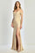 Prom Dresses Glitter Prom Long Formal Corset Slit Dress Champagne