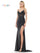 Prom Dresses Long Beaded Corset Bodice Front Slit Prom Dress  Black