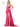Prom Dresses Long Beaded Corset Bodice Front Slit Satin Prom Dress  Hot Pink