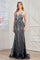 Prom Dresses Fitted Formal Long Evening Prom Dress Navy Silver