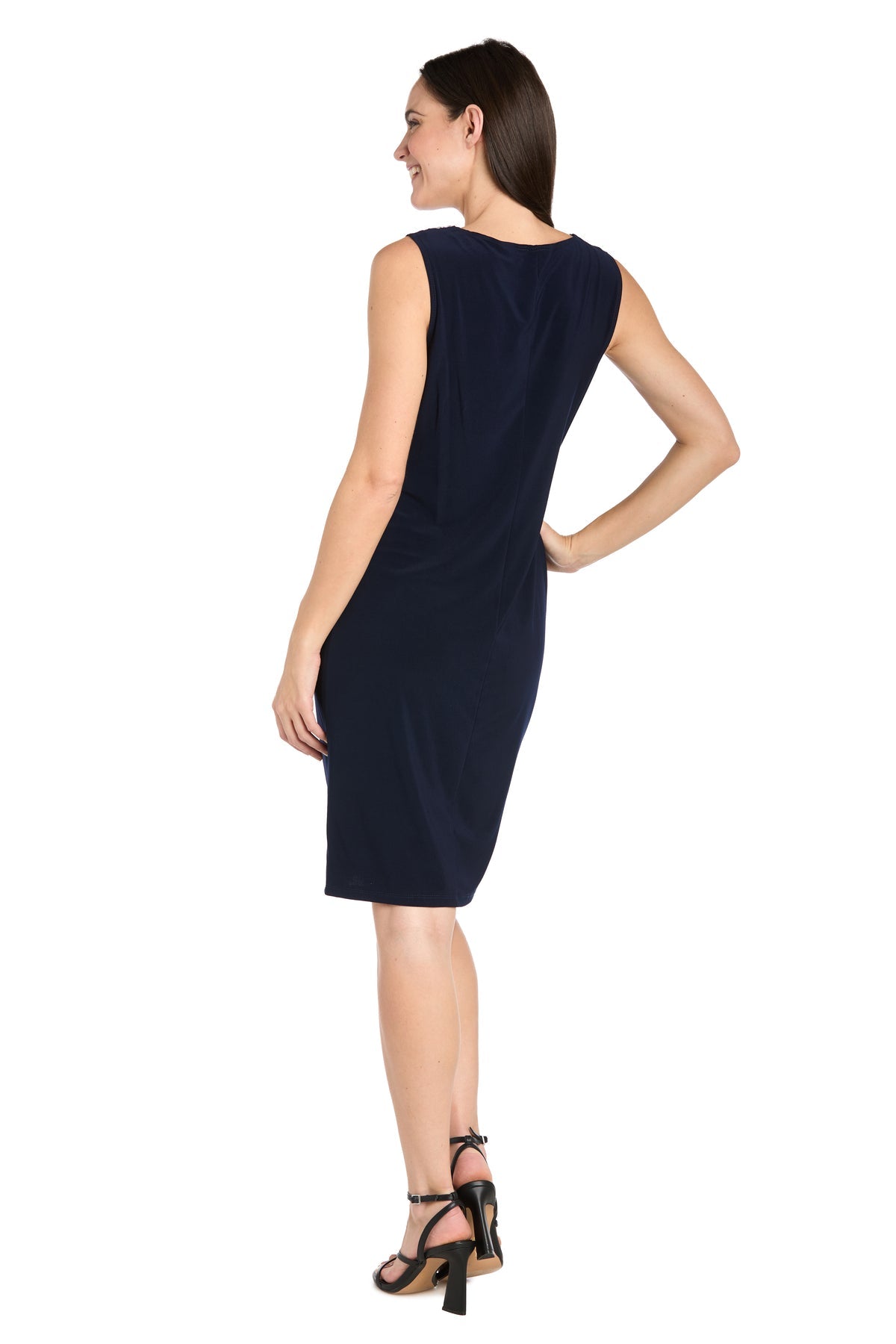 Mother of the Bride Dresses Short Petite Printed Jacket Dress Navy/Taupe