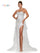 Prom Dresses Long Beaded Mesh Corset Bodice Layered Prom Dress  White