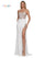 Prom Dresses Long Lace Corset Bodice Slit Satin Prom Dress  Off White