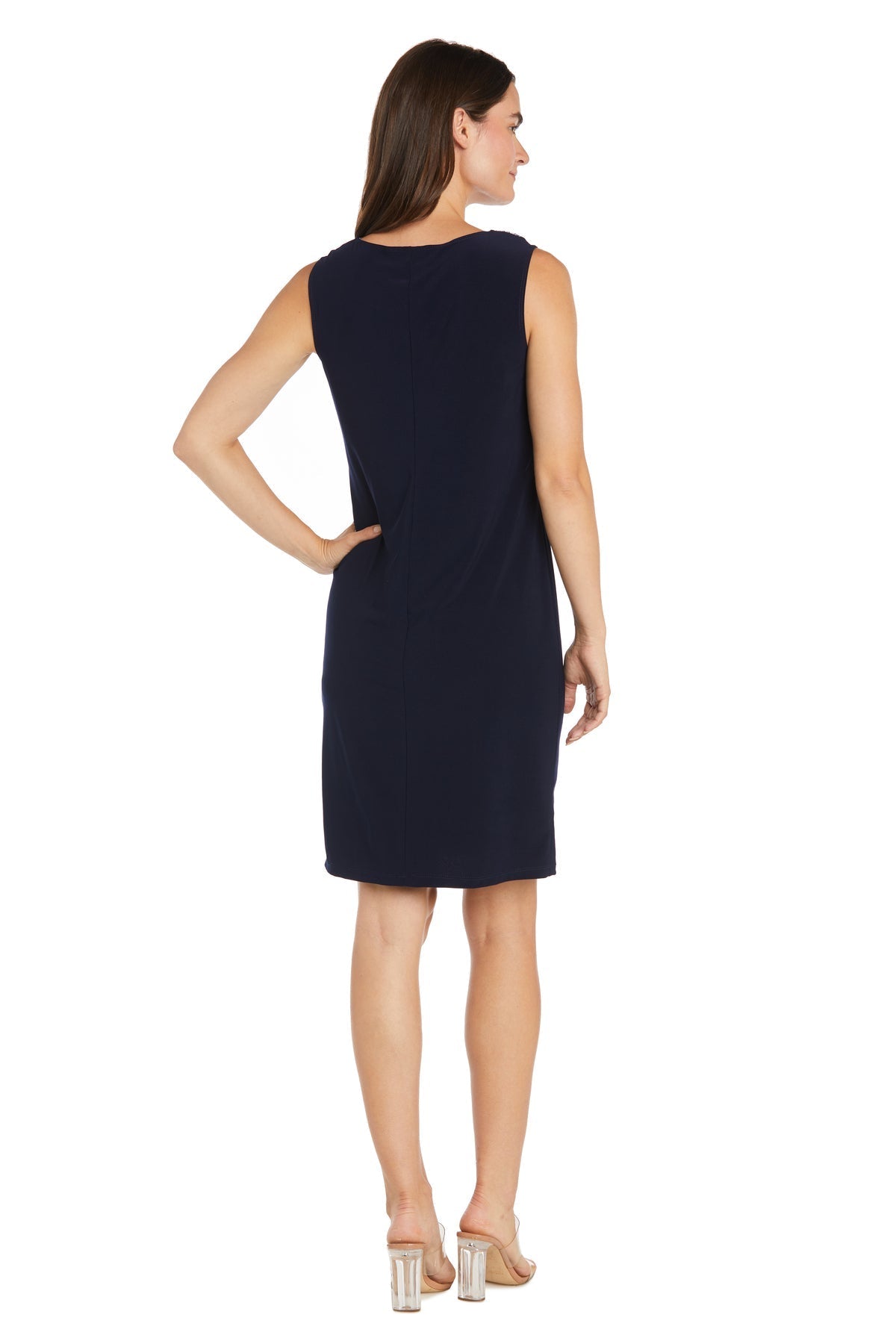 Mother of the Bride Dresses Short Two Piece Printed Petite Jacket Dress Navy/Taupe