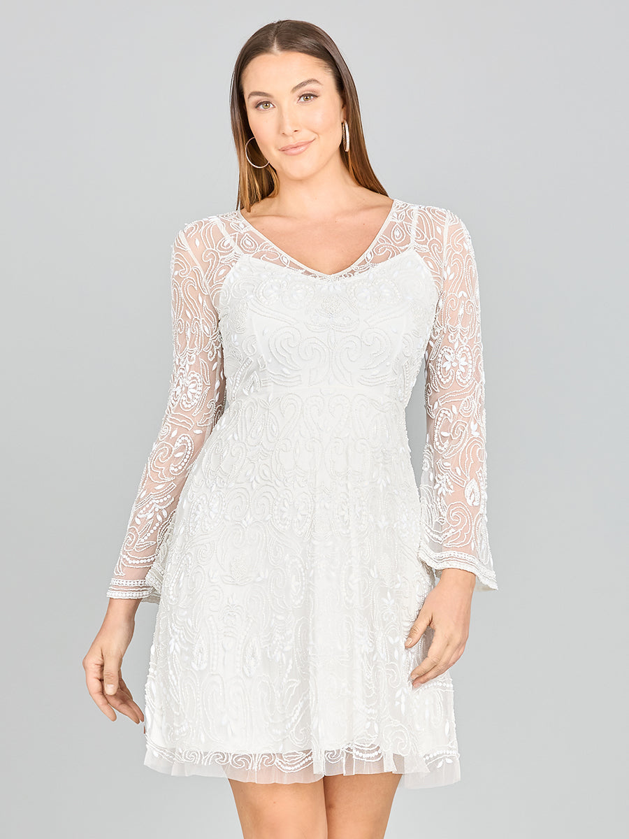Wedding Dresses Short Bridal A Line Beaded Wedding Dress Ivory
