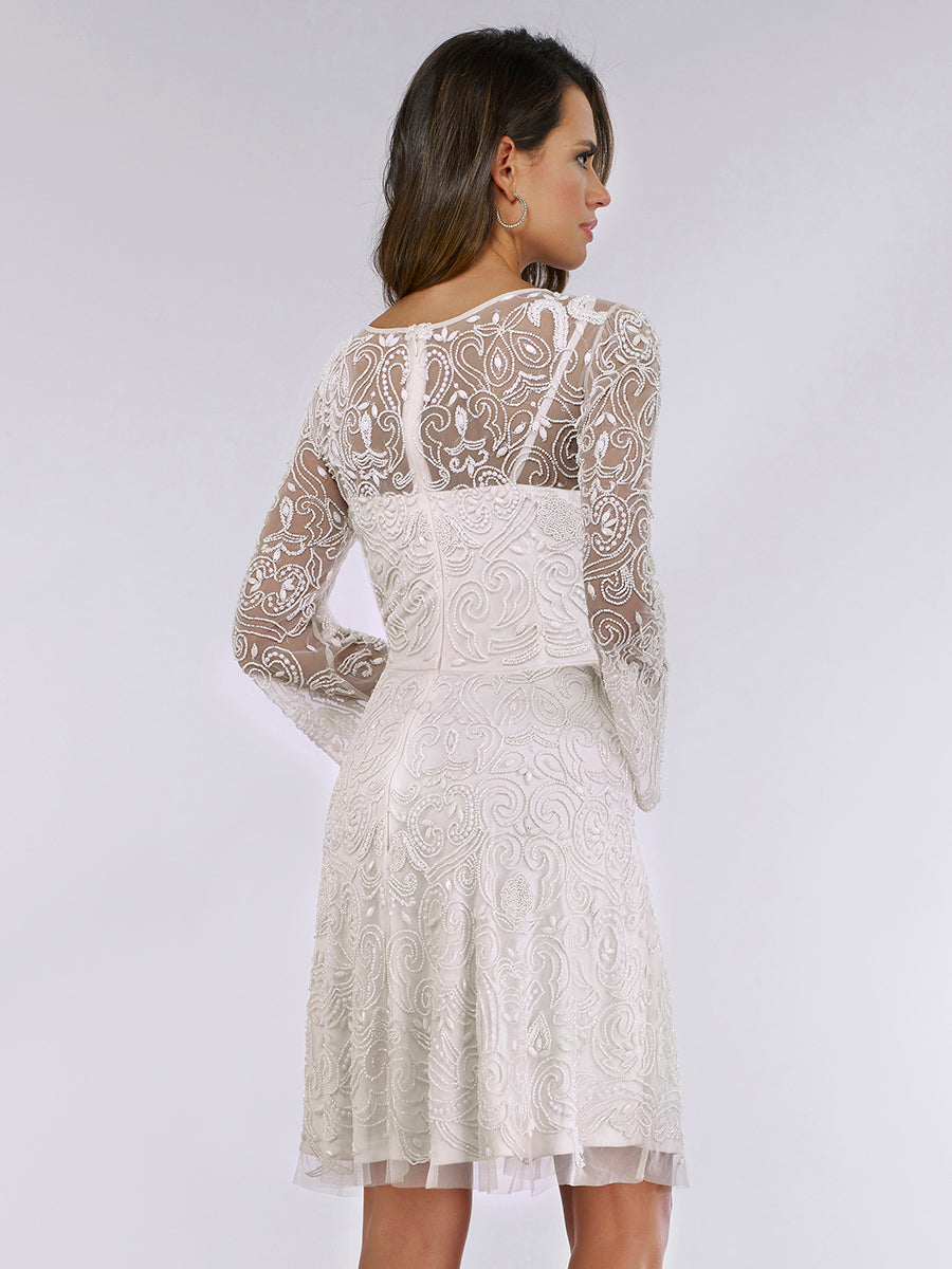 Wedding Dresses Short Bridal A Line Beaded Wedding Dress Ivory