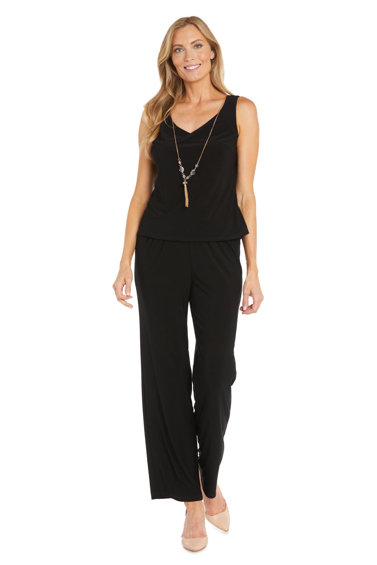 Pant Suit Long Formal Petite Jacket Pant Suit Champagne/Black