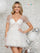 Cocktail Dresses Tiered Short Mini Dress Off White