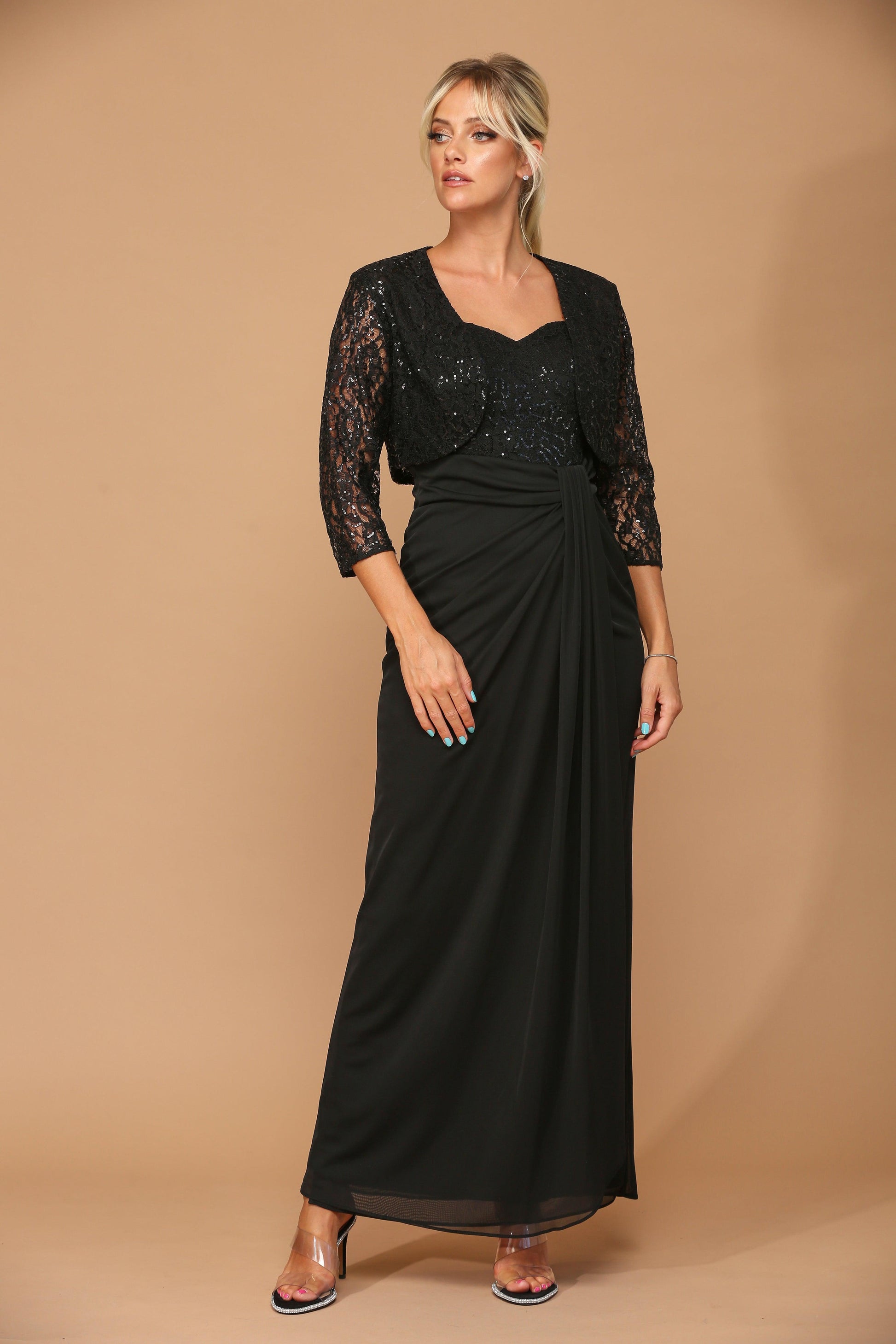 Long Mother of the Bride 2 Piece Formal Bolero Dress