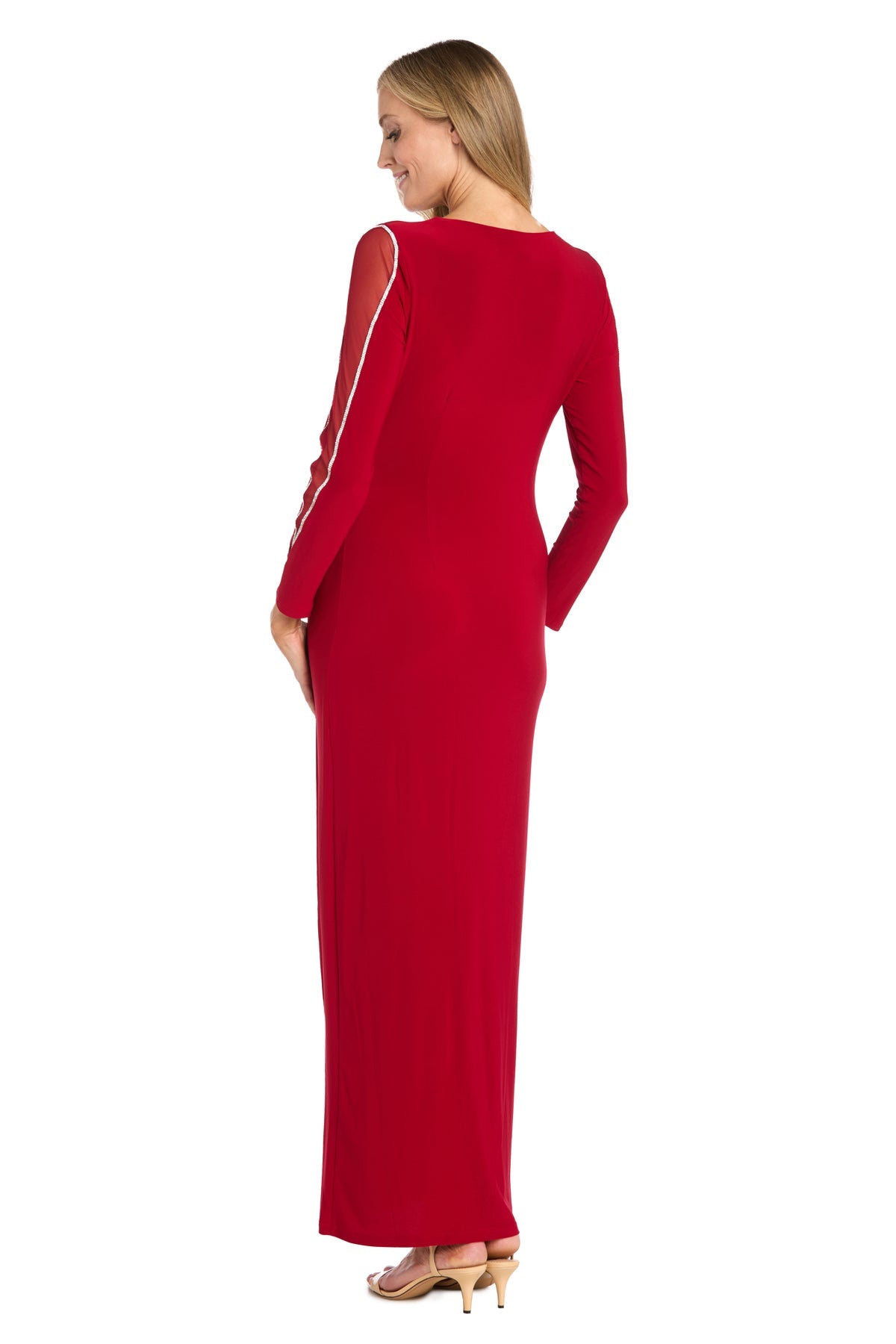 Formal Dresses Fitted Long Sleeve Evening Formal Dress Red