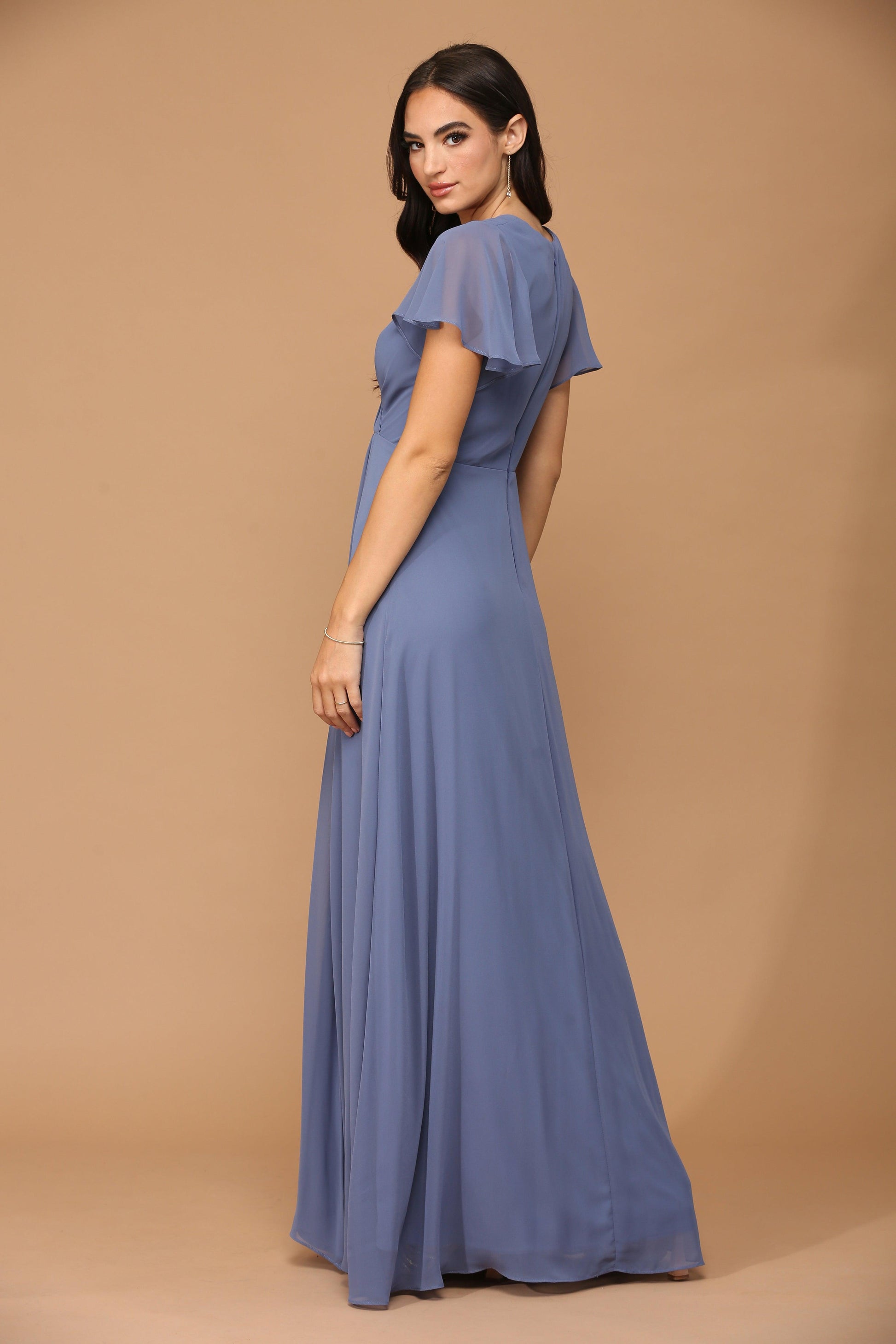 Long Short Sleeve Mother of the Bride Chiffon Dress
