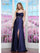 Prom Dresses Long Formal Evening Slit Prom Dress Navy