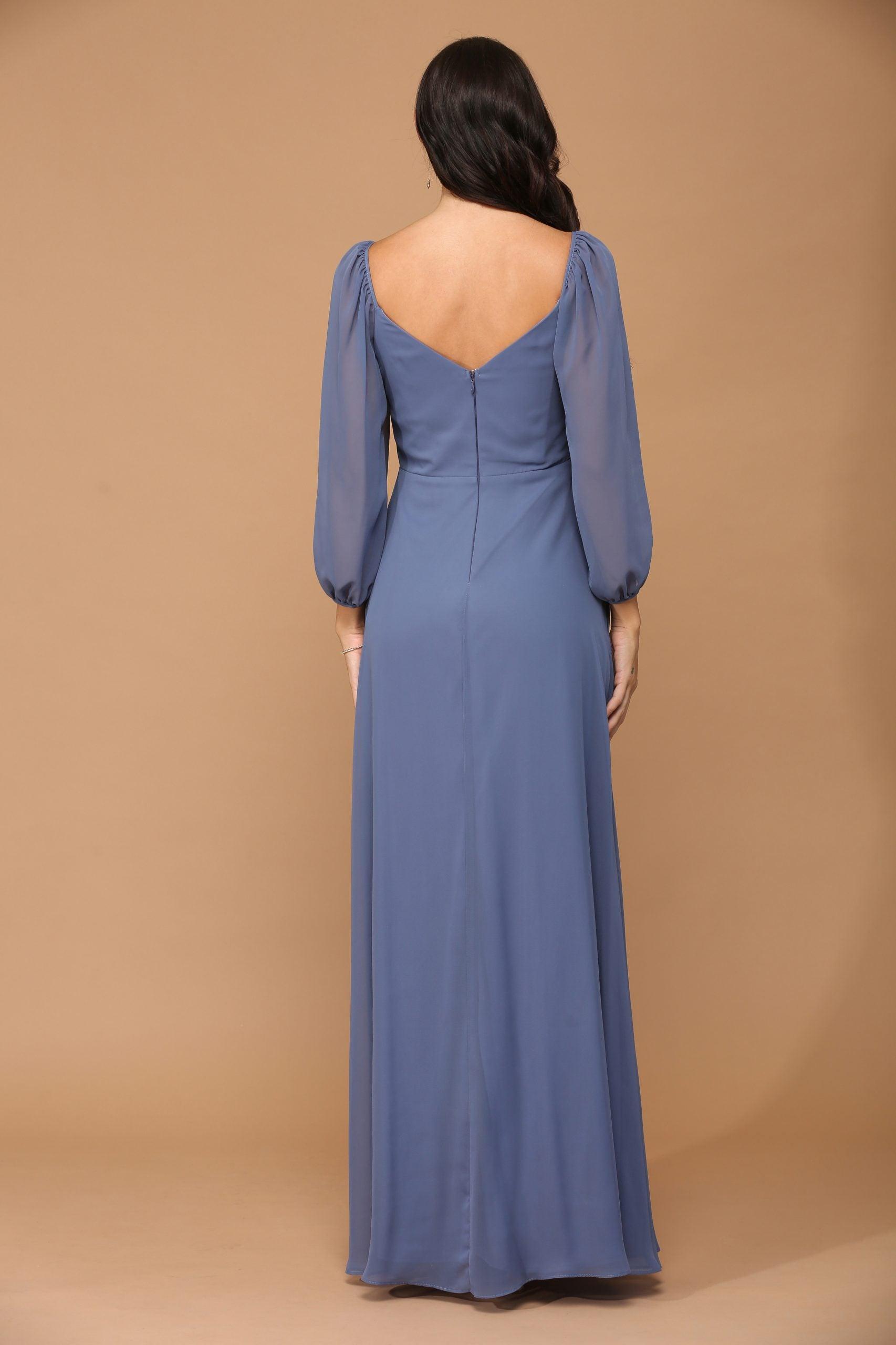 Long Sleeve Formal Chiffon Dress