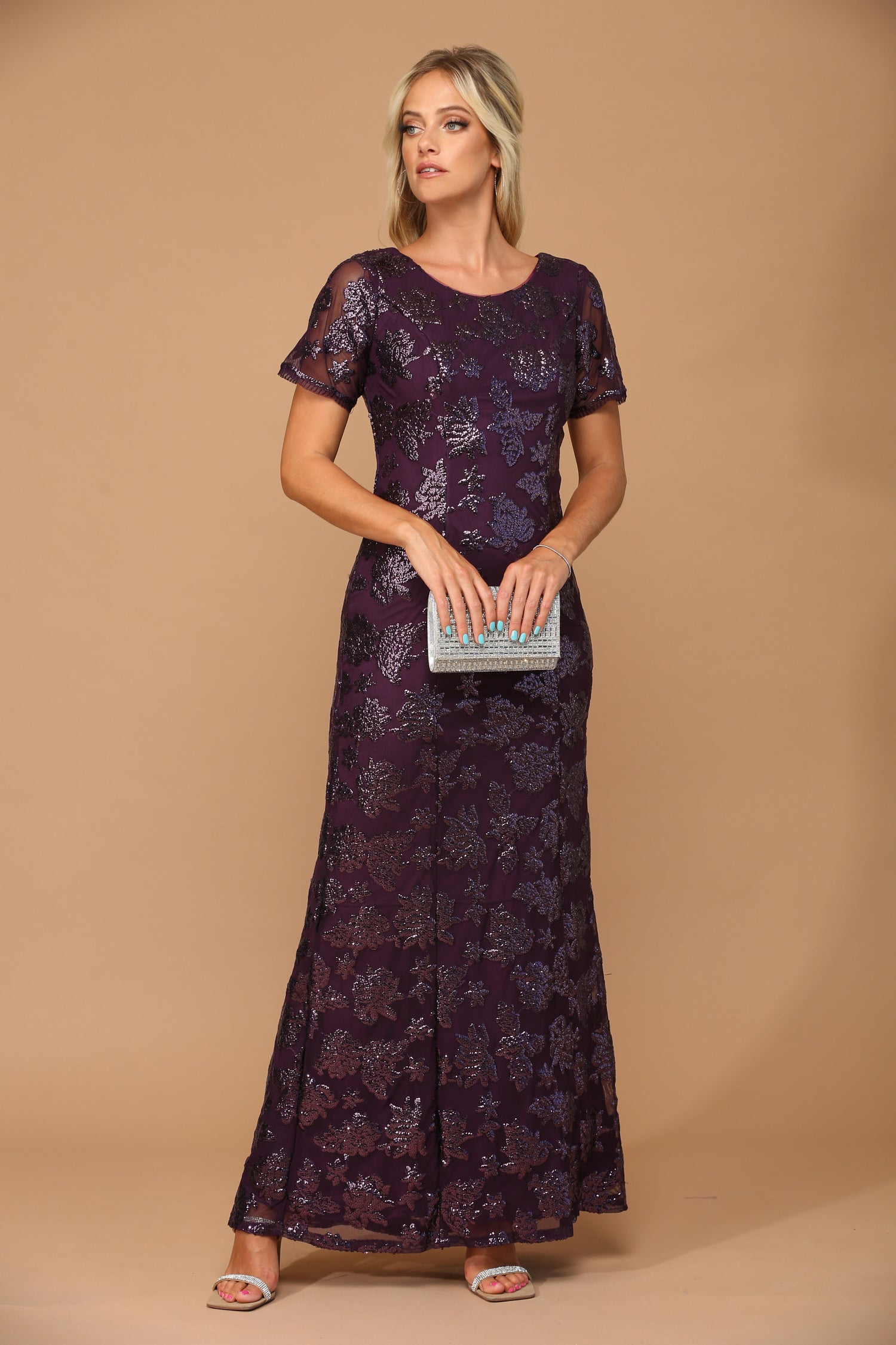 Mother of the Bride Long Formal Evening Dress Plum