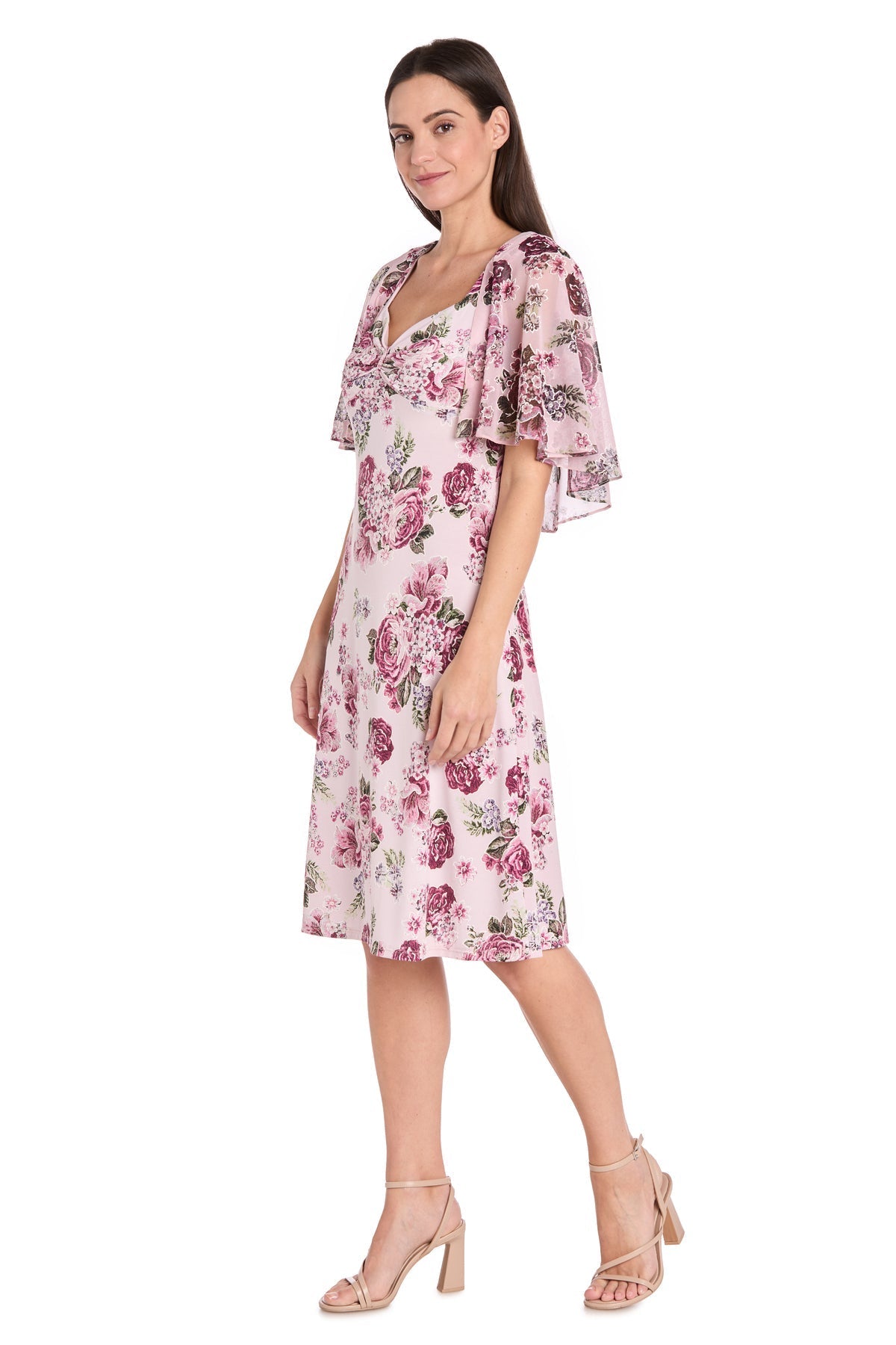 Cocktail Dresses Short Cocktail Printed Petite Knee Length Dress Blush/Pink