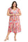 Plus Size Dresses Plus Size Ruffle Floral Print Midi Dress Coral/Multi