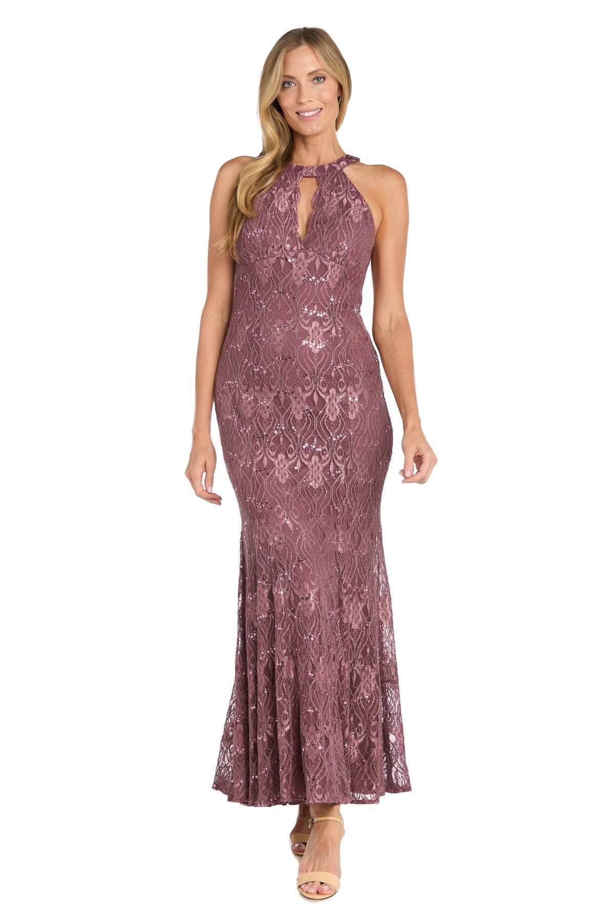 Formal Dresses Fitted Long Formal Petite Lace Dress Dark Rose