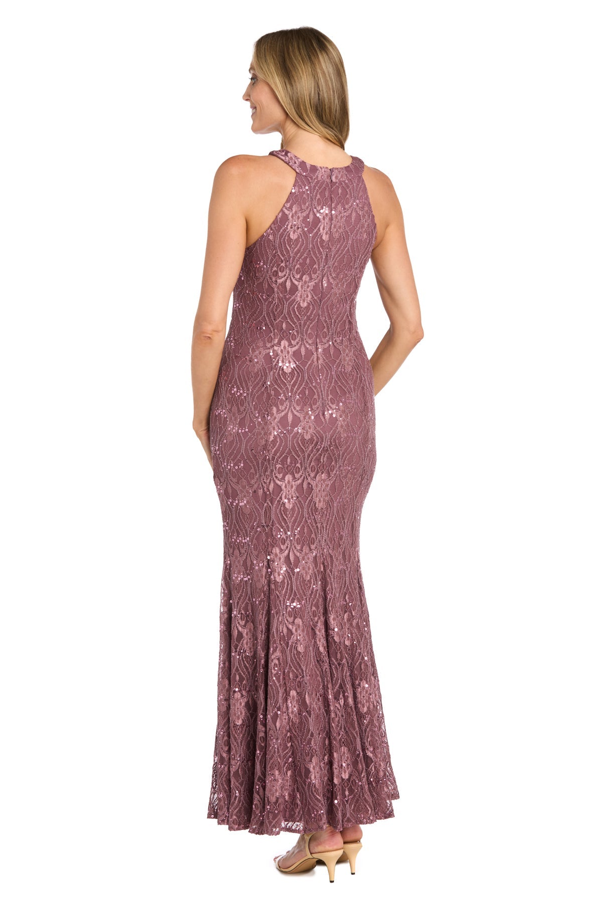 Formal Dresses Fitted Long Formal Petite Lace Dress Dark Rose