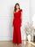 Prom Dresses Fitted Long Formal Ruffled Prom Dress Red