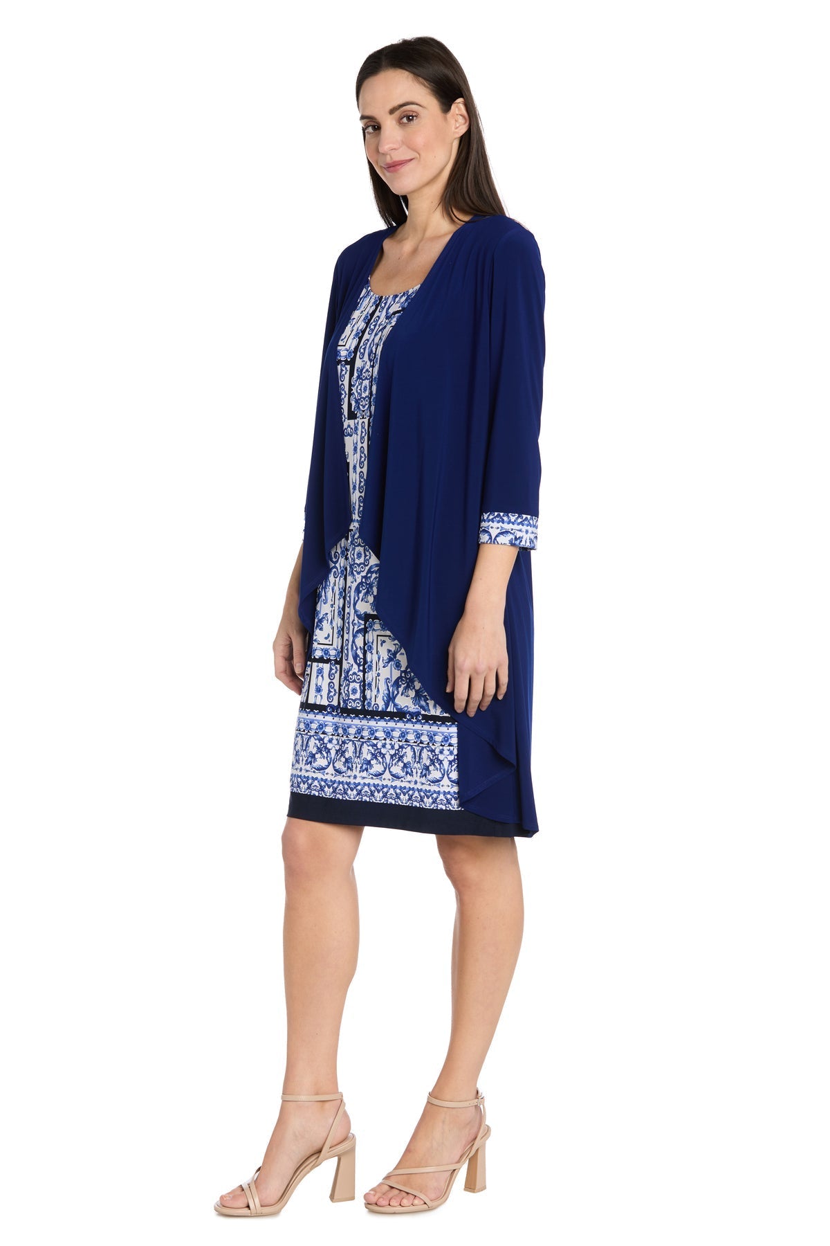 Cocktail Dresses Short Mother of the Bride Two Piece Printed Dress Royal